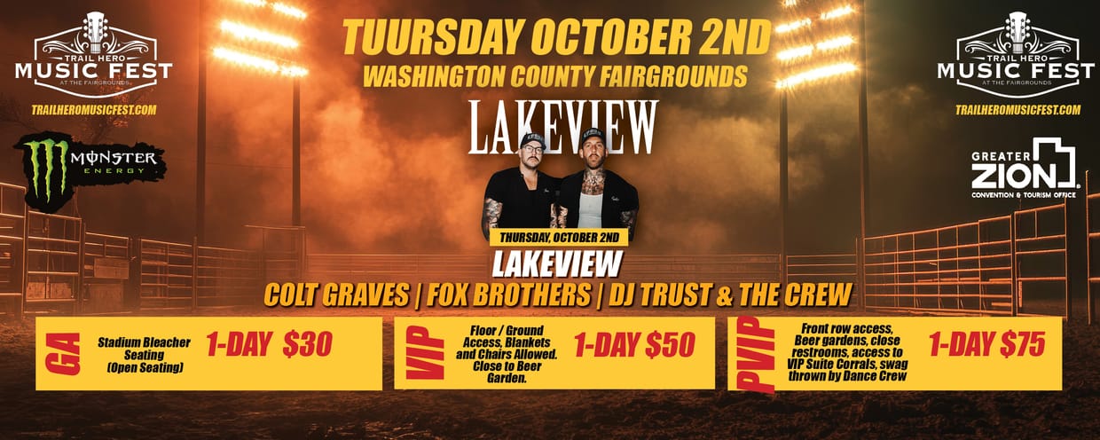 2025 1-DAY Wristband - THURSDAY Trail Hero Music Fest - October 2nd