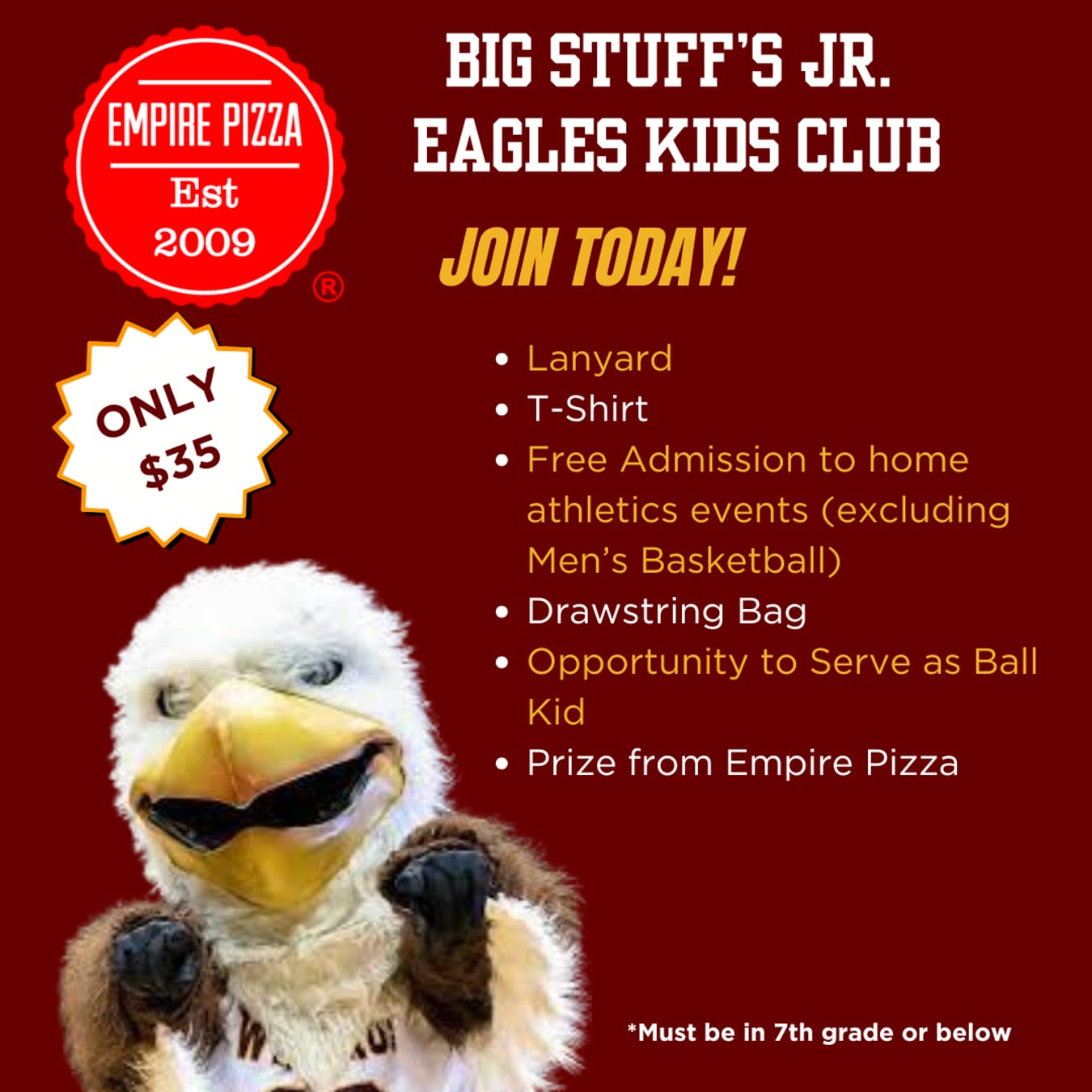 Jr. Eagles Kids Club presented by Empire Pizza