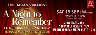 A Night To Remember- Show $39 ( +$19 Mezze Plate option)