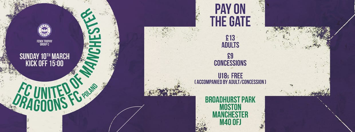FC United Of Manchester Vs Dragoons FC - 10/03/24 3:00PM