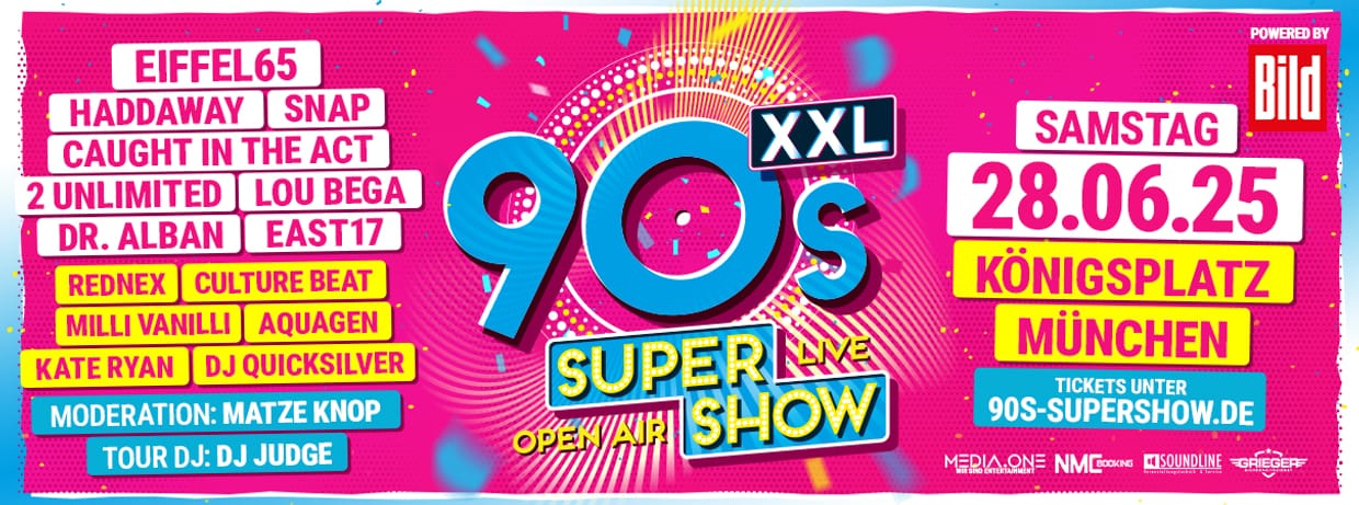 90s Super Show XXL München - live & open air auf dem Königplatz