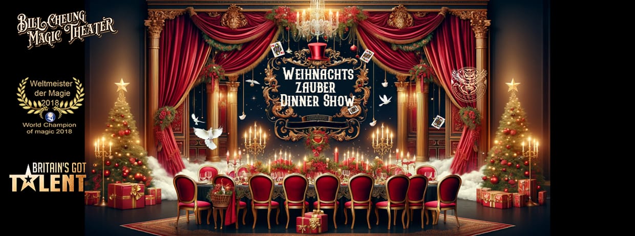 Weihnachtszauberdinner-Show mit Weltmeister Der Magie