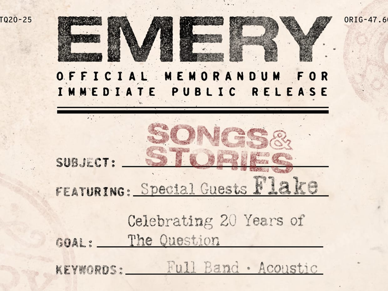 Emery: Songs & Stories - 20th anniversary of 'The Question'