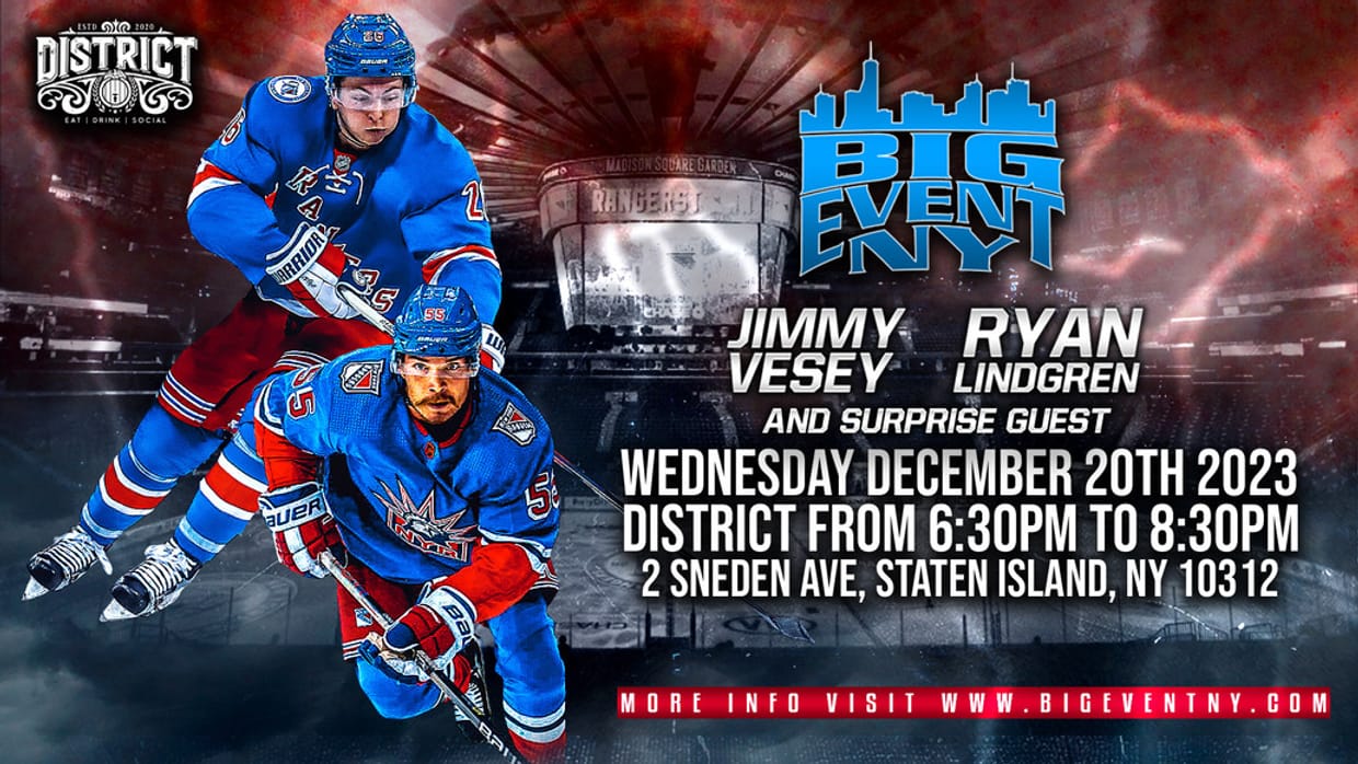 Jimmy Vesey and Ryan Lindgren at District