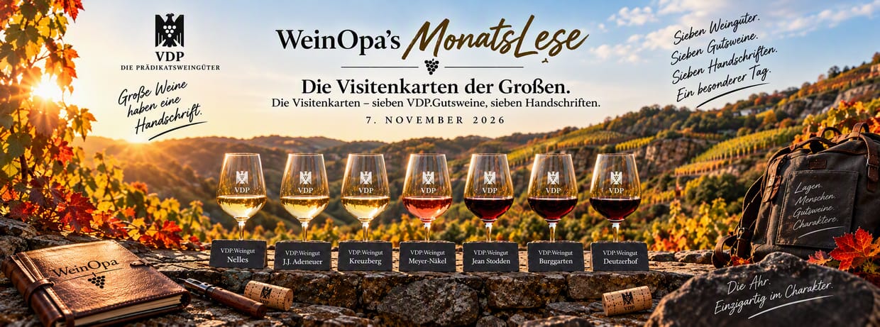 WeinOpa´s Monatslese® - Die Visitenkarten – sieben VDP.Gutsweine, sieben Handschriften