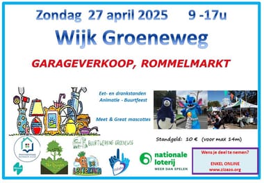 27/4 Rommelmarkt Garageverkoop Groeneweg Ninove