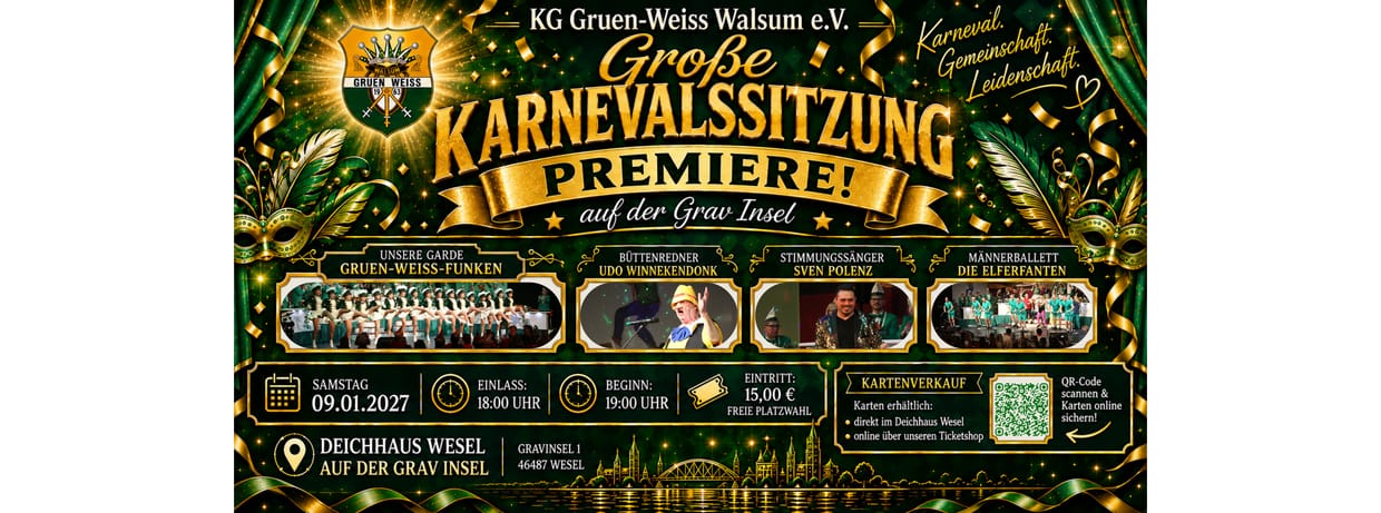 Premiere: Große Karnevalssitzung am 09.01.2027