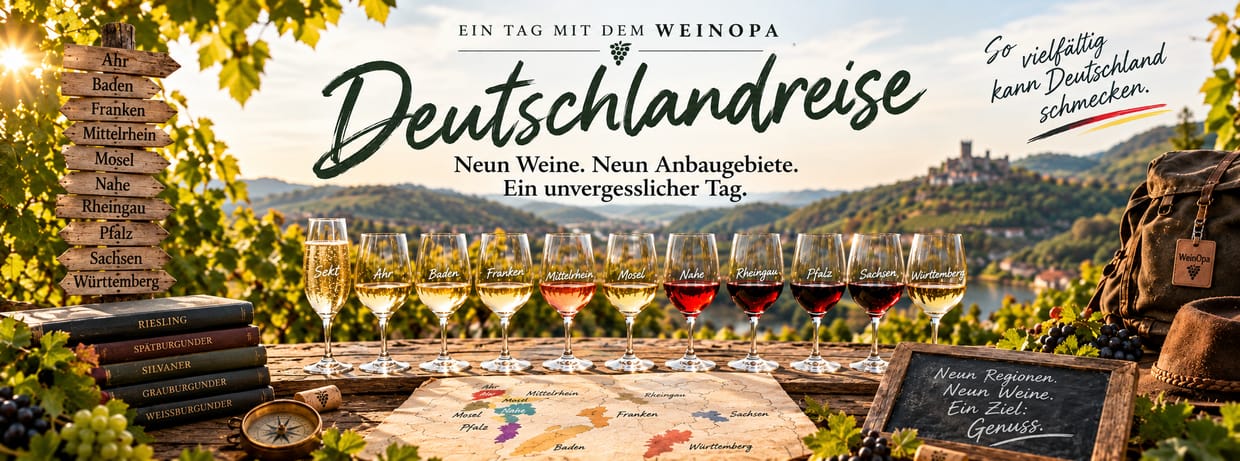 Ein Tag mit dem WeinOpa® - Deutschlandreise – neun Weine, neun Anbaugebiete