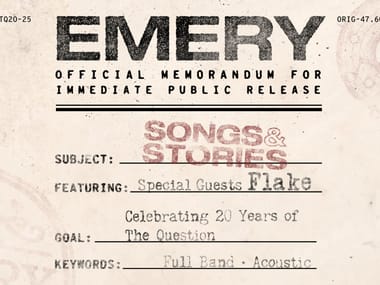 Emery Songs & Stories – 20th anniversary of The Question with FLAKE