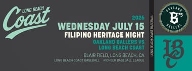 7/15/2026 Long Beach Coast vs. Oakland Ballers, Filipino Heritage Night