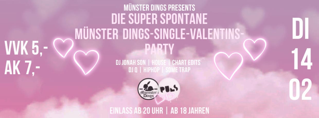 Die super spontane Münster Dings-Valentins-Single-Party | 14.02. | PULS
