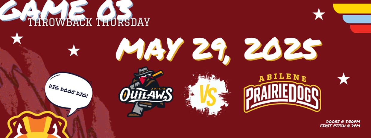 MAY 29TH - Joplin Outlaws vs. Abilene Flying Bison