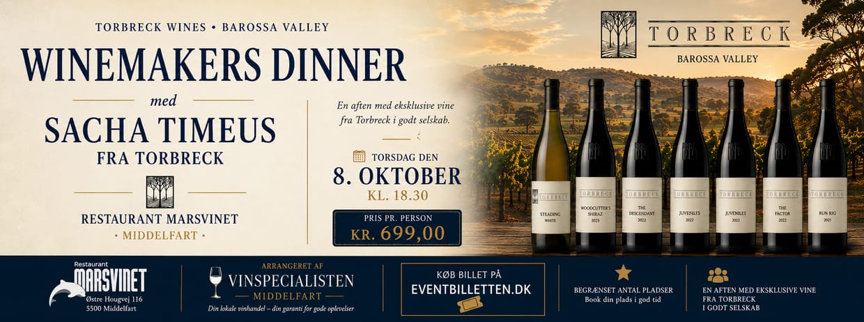 Winemakers dinner med Sacha Timeus fra Torbreck Vintners