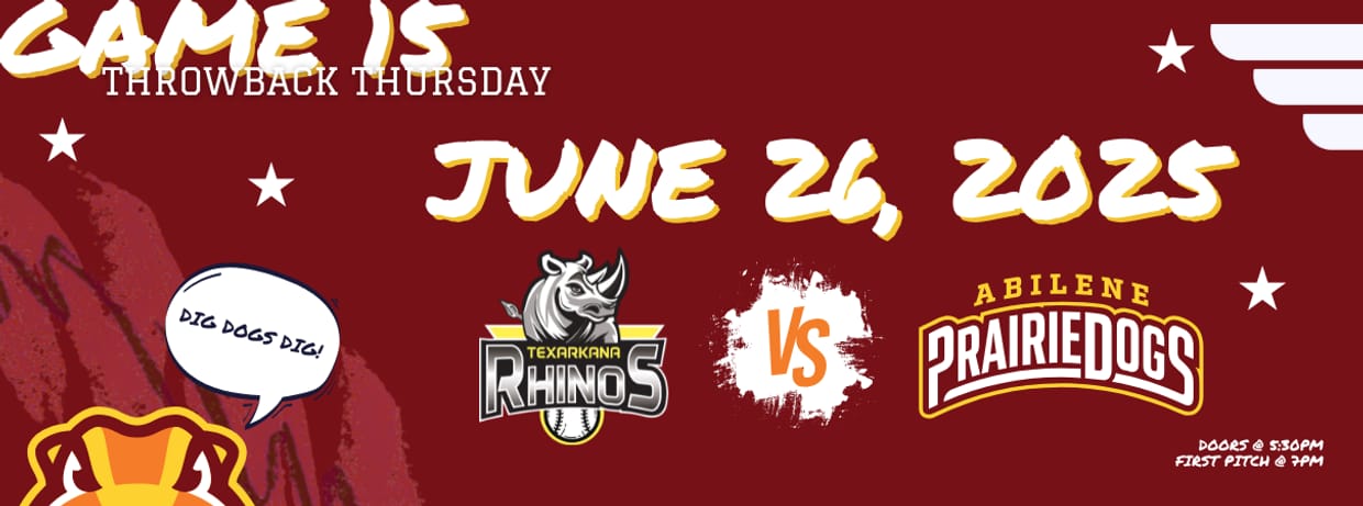 JUNE 26TH - Texarkana Rhinos vs. Abilene Flying Bison