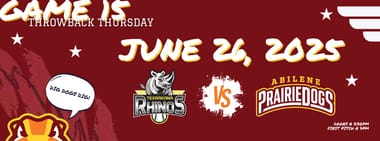 JUNE 26TH - Texarkana Rhinos vs. Abilene Flying Bison
