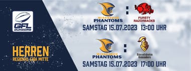 Doppelspieltag - Wiesbaden Phantoms vs. Fursty Razorbacks (U19) und Rüsselsheim Crusaders (Herren)